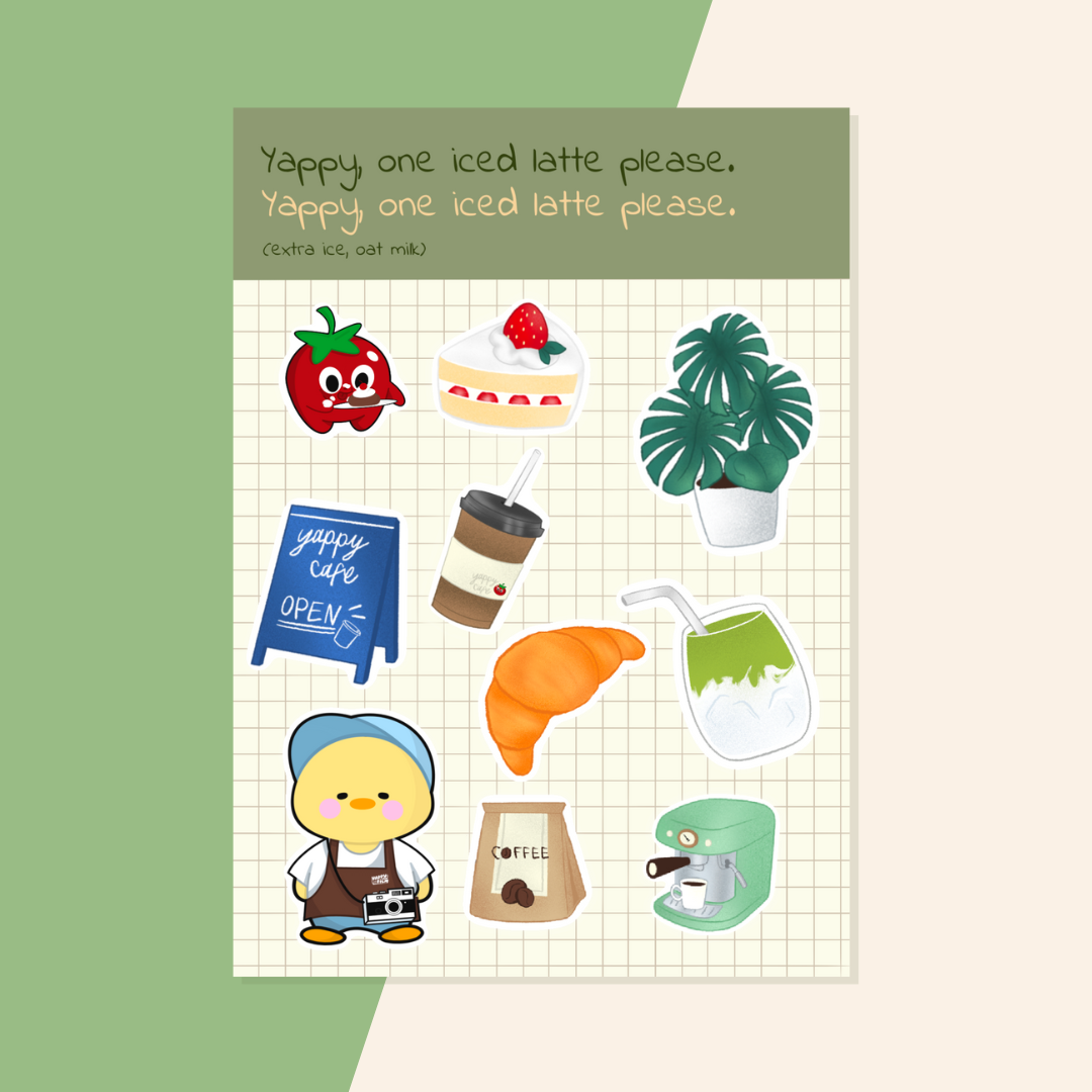 Yappy Roast Cafe Sticker Sheet